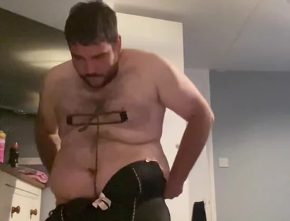 Cock and Ball with Butt Plug and Sissyfication Crossdressing Nipple Clamps