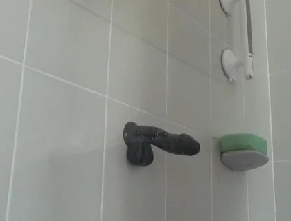 Riding a Large Black Cock Dildo 1