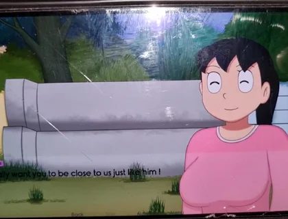 Nobita Rubbed Her Stepmother's Breasts, All the Water From Her While Bathing.