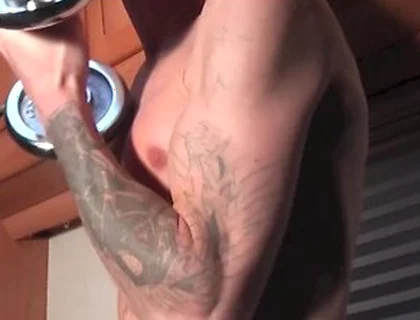 Hunk Twink Giles Lubes Up His Abs And Dick