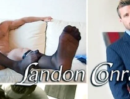Hunk Landon Conrad Strokes His Cock While Stripping Off His Clothes