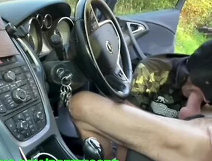 Rest Area Hookup Horny Guy In Batman Mask Sucks My Big Cock In The Car