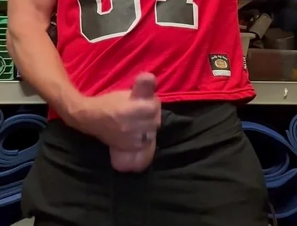 Jockdad87 Shoots a Load of Cum in His #87 Jersey
