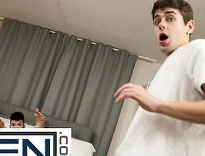 Men - Hatler Gurius Self Fucks His Hole, Then His Roommate Joey Mills Walks In To Help Him