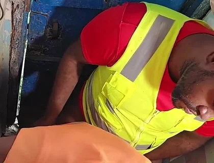 Construction Site Bathroom and Workers