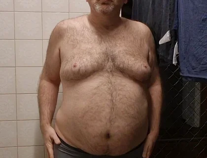 Chubby Daddy Bear Get Naked in the Laundry Room