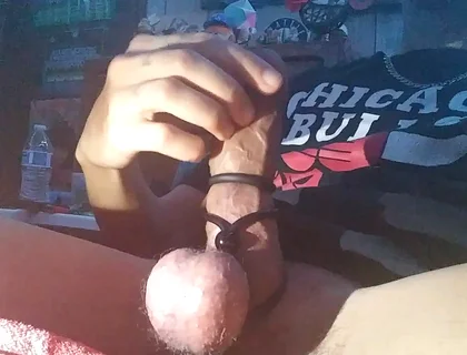 Squeezing My Balls While I Stroke My Lasso'd Cock Until Waterfall of Cum