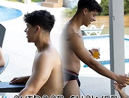Nastytwinks - Outdoor Shower - Jay Angelo Takes Shower When Jordan Haze Joins, Bareback Shower Fuck