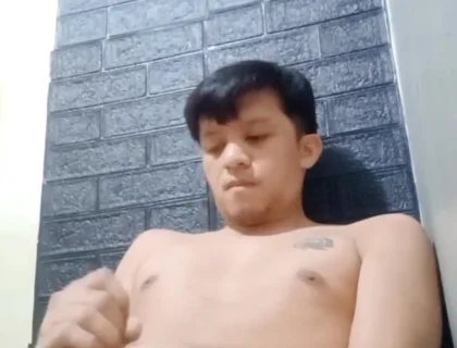 Horny Asian Twink Works His Hard Cock Until He Cums