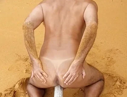 Ladysilva Naked on the Beach Horny with a Cock in Her Ass