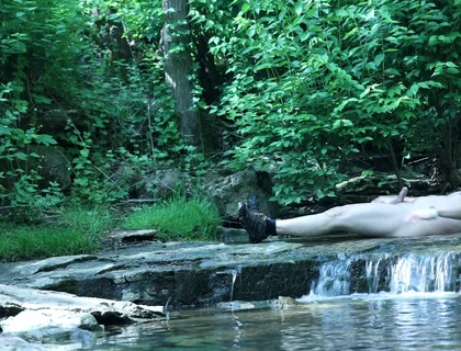 Flexing by the Waterfall, Trying to Sneak a Little Private Moment…
