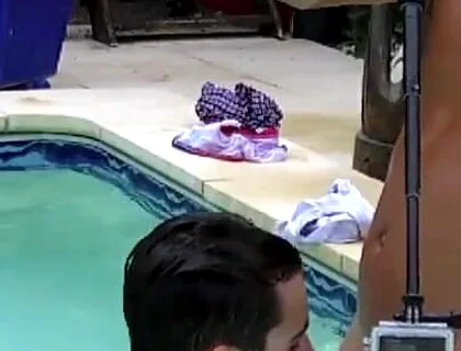 Twink fucked in the swimming pool by older for fun