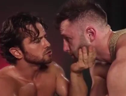 Leather master cock sucking bound boy