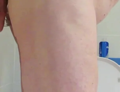 Riding 9 Inch Glass Cock Close up Side View