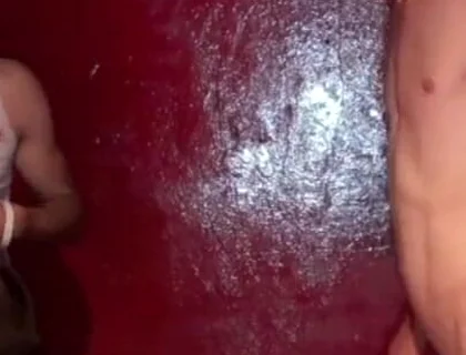 Gay fucked in jockstrap by 2 bad boys in a backroom